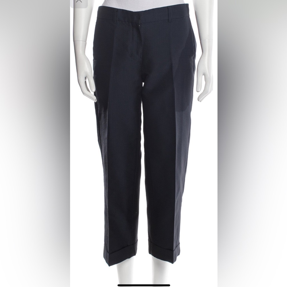 ‘S MaxMara wide leg navy trousers with tonal embossed pattern, excellent cond